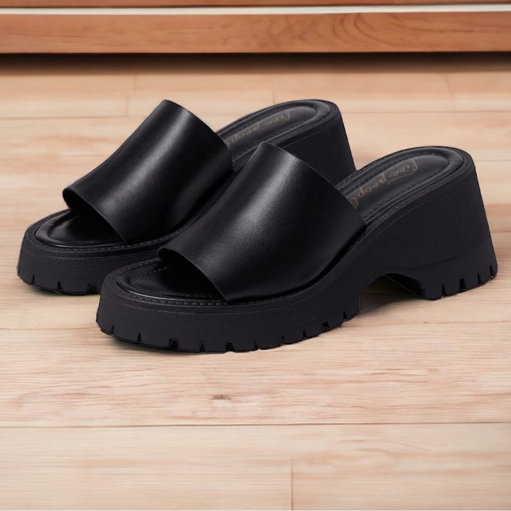 Free People Women’s Winona Wedge Lug Sole Sandals in the Size 9M/39 in Black